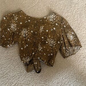 Leopard Print Tie-Front Top